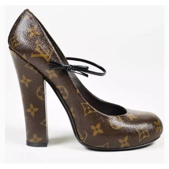Louis Vuitton Block Logo Monogram Mary Jane Heels With Bow With Box Dust Bag - Picture 1 of 8